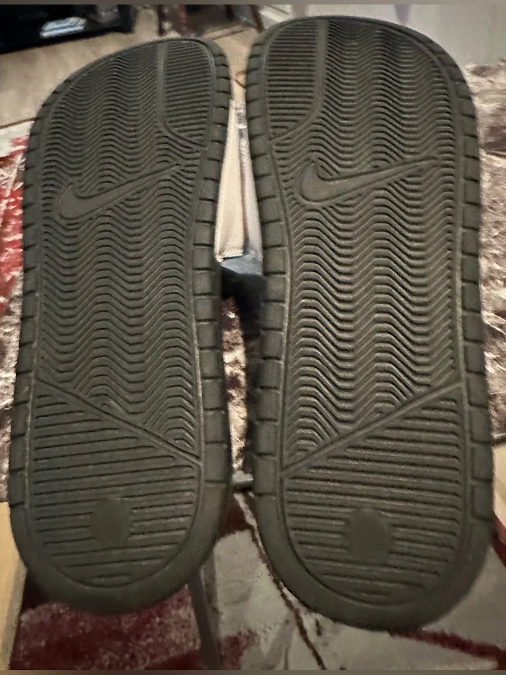 Nike Black and White Slide Sandals with Textured Footbed